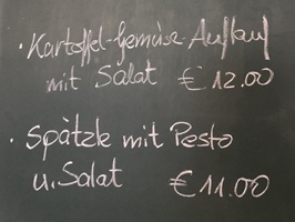 Tafel Speisekarte vegetarisch